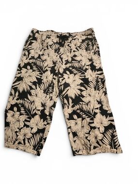KEREN hart Black & White Floral LINEN  Cropped Pants